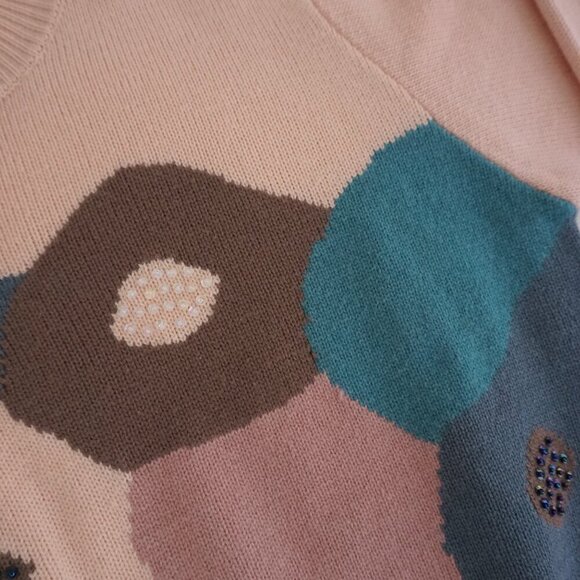 Vintage L.L. European Fashion Pink Brown 5% Angora 55% Lambswool Knit Sweater M - Picture 10 of 11